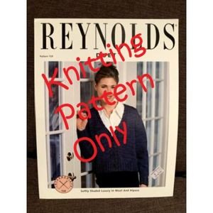 New Reynolds Yarns Duet #729 Center Cable Jacket or Pullover Knitting Pattern